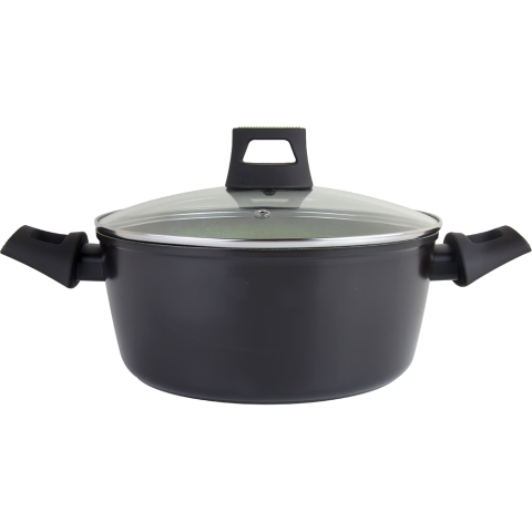 TIGAI SI VASE PENTRU GATIT - Cratita cu capac AMERCOOK Avocado AC0108405.20, 2l, 20 cm, aluminiu forjat, negru-verde