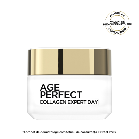 COSMETICE SI DEODORANTI - Crema hidratanta de zi L'Oreal Paris Age Perfect Collagen Expert, contine Micro-Peptide de Colagen, reda fermitatea si reduce petele pigmentare, 50 ml