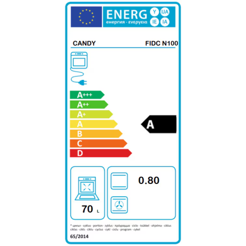 Cuptor incorporabil Candy Idea FIDC N100, Electric, 70 l, Clasa A, Negru [4]