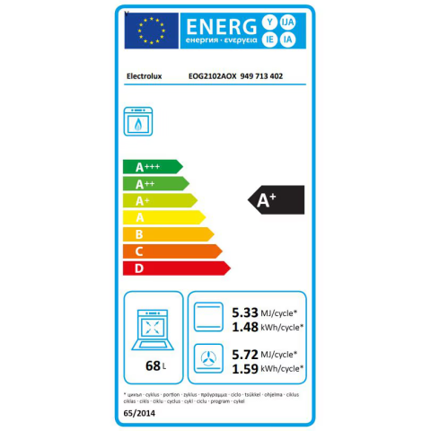 Cuptor incorporabil Electrolux EOG2102AOX, Gaz, 68 l, Multifunctional, Autocuratare catalitica, Grill, Clasa A+, Inox antiamprenta [4]