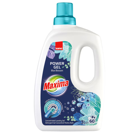 Detergent rufe - Detergent gel concentrat pentru rufe Sano Maxima Blue Blossom , 60 spalari, 3 l
