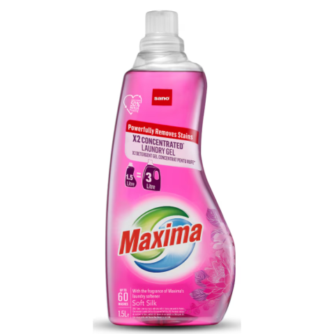 Detergent rufe - Detergent gel dublu concentrat pentru rufe Sano Maxima Soft, 60 spalari, 1.5 L