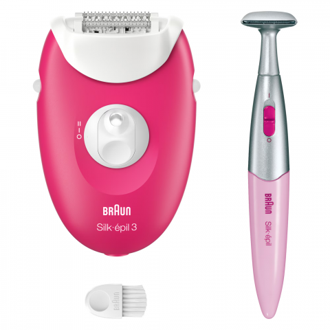 Epilator Braun Silk-épil 3 3-202, MicroGrip, Smart Light, 20 de pensete, 2 viteze, Trimmer, Fucsia [1]