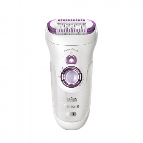 Epilator Braun Silk-épil 9 9/700 SensoSmart™, Micro-Grip, Wet & Dry, 40 pensete, 2 viteze, Saculet pentru voiaj, Alb/Mov [2]