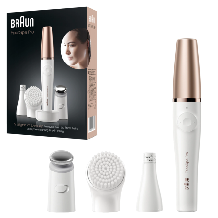 Aparate Cosmetice - Epilator Facial, Braun FaceSpa Pro, Alb/Auriu