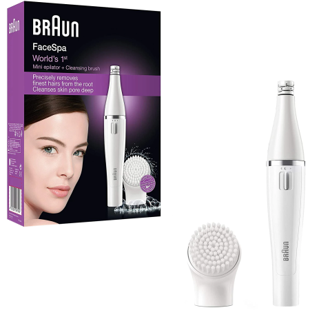 Aparate Cosmetice - Epilator facial Braun SE810 Face, 10 prinderi, Perie curatare cu micro-oscilatii, Alb