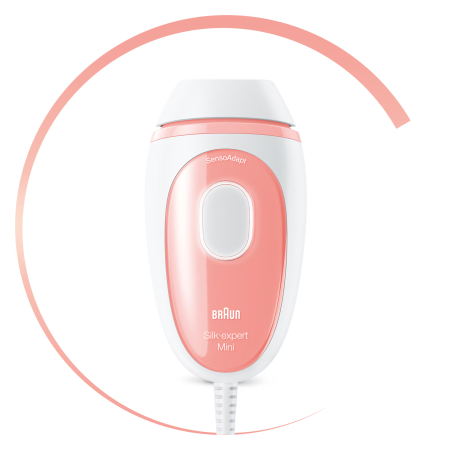Epilator IPL Braun IPL Silk·expert Mini PL1000, SensoAdapt, 300.000 impulsuri, 3 niveluri de intensitate, corp si fata, Alb/Roz [1]