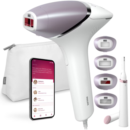 Ingrijire Personala - Epilator IPL Philips Lumea BRI949/00, 450000 impulsuri, senzor SmartSkin, 4 atasamente, trimmer inclus, alb/roz