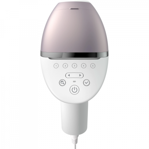 Epilator IPL Philips Lumea Seria 8000 BRI947/00, Senzor Smartskin, tehnologie SenseIQ, utilizare cu fir, 450.000 impusuri, accesoriu fata, corp, axila si inghinal, Alb/Roz [1]