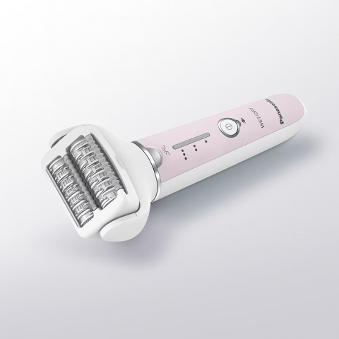 Epilator Panasonic ES-EY80-P503, Wet & Dry, Cordless, 2discuri & 60 pensete, Senzor presiune, Discuri duble, Cap flexibil si pivotant la 90°, 3 viteze, Alb/Roz [3]