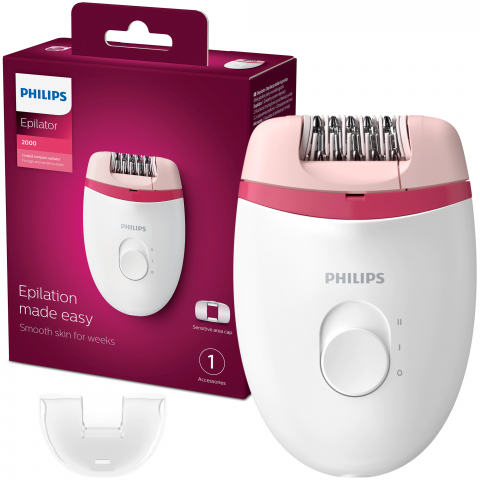 Ingrijire Personala - Epilator Philips Satinelle BRE235/00, 2 viteze, cap de epilare lavabil, 1 accesoriu, Alb