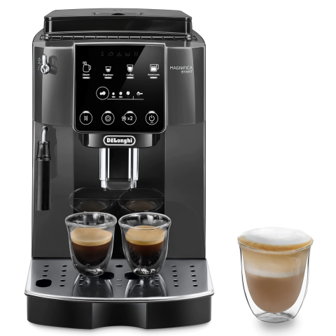 ESPRESSOARE SI CAFETIERE - RESIGILATE - Espressor automat De’Longhi Magnifica Start ECAM 220.22.GB, 1450 W, 5 tipuri de bauturi, 15 bari, Sistem de spumare manual, Negru/gri