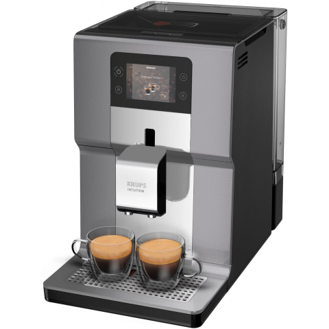 Espressor automat Krups Intuition Preference+ EA875E10, 1450W, Accesoriu pentru spumarea laptelui, 15 bauturi, Ecran tactil, Tehnologie Quattro Force, Retete favorite, Argintiu [1]