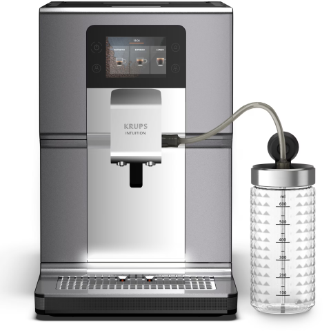 Espressor automat Krups Intuition Preference+ EA875E10, 1450W, Accesoriu pentru spumarea laptelui, 15 bauturi, Ecran tactil, Tehnologie Quattro Force, Retete favorite, Argintiu [2]
