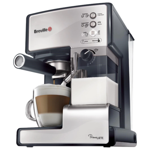 ESPRESSOARE SI CAFETIERE - RESIGILATE - Espressor manual Breville Prima Latte VCF045X-01, 15 bari, 1.5 l, Recipient detasabil lapte 0.3 l, Argintiu