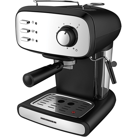 ESPRESSOARE SI CAFETIERE - RESIGILATE - Espressor manual Heinner Black Boquette HEM-1100BKX, 850W, 15bar, rezervor detasabil 1.2L, filtru dublu din inox, Negru/Inox