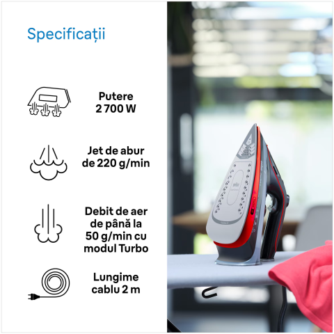 Fier de calcat Braun FreeStyle 5 SI5057RD, 2700W, jet de abur 220g/min, abur variabil 0-50 g/min, talpa SuperCeramic, rezervor 300 ml, tehnologie FreeGlide, oprire automata, sistem antipicurare, negru [2]