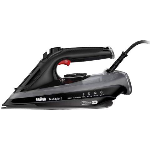 ELECTROCASNICE - RESIGILATE - Fier de calcat Braun FreeStyle 5 SI5088BK, 2800W, jet de abur 220g/min, abur variabil 0-50 g/min, talpa EloxalPlus, rezervor 300 ml, tehnologie FreeGlide, oprire automata, sistem antipicurare, negru