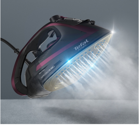 Fier de calcat cu abur Tefal Puregliss FV8065E0, abur variabil 50 g/min, jet de abur 280 g/min, 3000 W, sistem Micro Calc Filter, negru & visiniu [2]