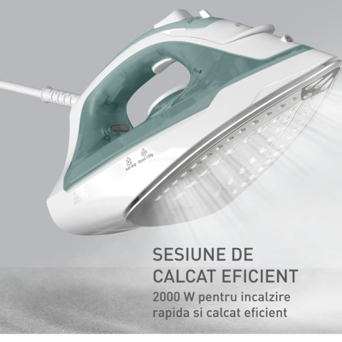 Fier de calcat cu abur Tefal Virtuo FV2C42E0, 2000W, jet de abur 120 g/min, abur variabil 0-27 g/min, rezervor apa 240 ml, talpa ceramica, varf de precizie, sistem anticalcar, protectie antipicurare, [3]