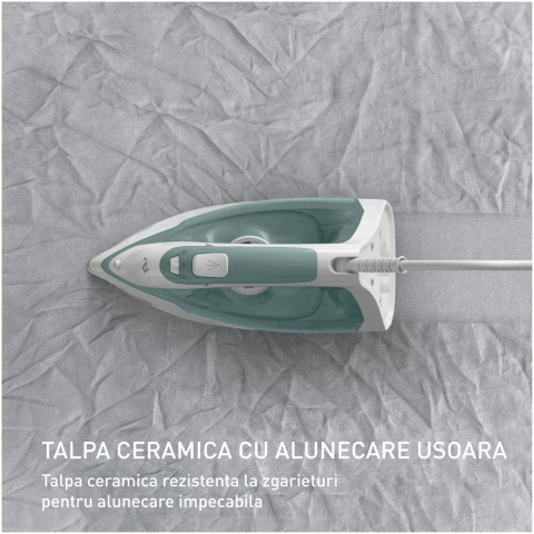 Fier de calcat cu abur Tefal Virtuo FV2C42E0, 2000W, jet de abur 120 g/min, abur variabil 0-27 g/min, rezervor apa 240 ml, talpa ceramica, varf de precizie, sistem anticalcar, protectie antipicurare, [2]