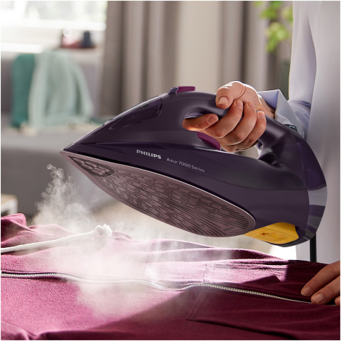 Fier de calcat Philips Azur DST7061/30, 3000W, debit de abur de 55g/min si jet de abur de 250 g, talpa SteamGlide Elite, rezervor de 300ml si sistem de curatare automata cu rezervor integrat pentru ca [3]