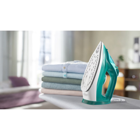 Fier de calcat Philips DST3030/70, putere 2400W, jet continuu de abur 40g/min, culoare turcoaz, rezervor de apa 300ml, talpa ceramica, oprire automata. [3]