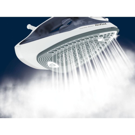 Fier de calcat Tefal Express Steam FV2837E0, 2400W, jet de abur 165 g/min, abur variabil 0-35 g/min, 270 ml, talpa Cerilium, alb/ albastru (RESIGILAT) [1]