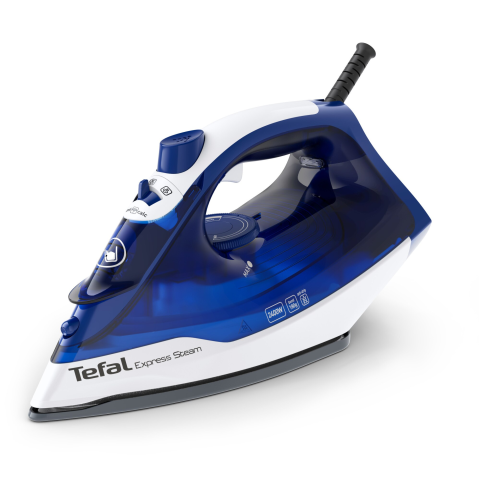 Fier de calcat Tefal Express Steam FV2838E0, 2400W, jet de abur 180 g/min, abur variabil 0-40 g/min, 270 ml, functie anticalcar, alb/albastru [1]