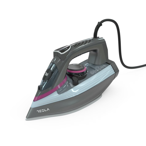 ELECTROCASNICE - RESIGILATE - Fier de calcat Tesla IR400GP, 3100 W, talpa ceramica, rezervor 380 ml, 25g/min, Functie Anti-Calcar, Functie Anti-Picurare, cablu 1.9 m, Gri