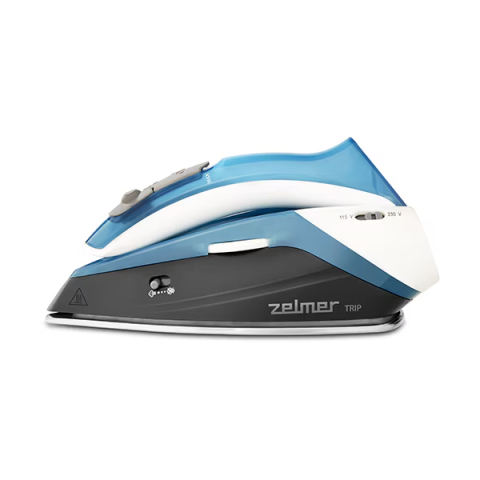 FIARE SI STATII DE CALCAT - Fier de calcat voiaj Zelmer ZIR0500, 1100W, abur continuu 15g /min, jet maxim 75 g/min, talpa inox, maner ajustabil, rezervor 60 ml, cablu 1.9 m, poate fi utlizat la 2 tipuri de voltaj, albastru