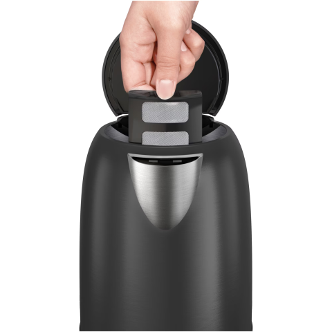 Fierbator Tefal Subito KO5S08E0, 2400W, rezervor apa 1.7L, otel inoxidabil, baza rotativa 360°, filtru detasabil & lavabil, indicator nivel apa, negru & gri [3]