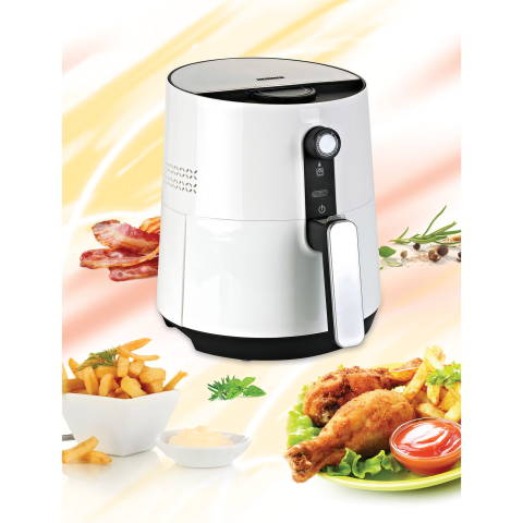 Friteuza cu aer cald Heinner AirFryer HAF-1300WH, gatire fara ulei, 1300 W, capacitate vas 3.6l, capacitate cos 2.6L , termostat reglabil 0-200˚C, timer 30 min, alb [1]