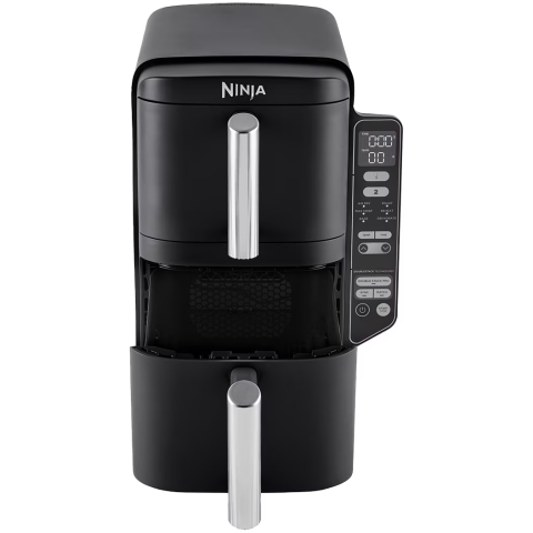 Friteuza cu aer cald Ninja Double Stack SL300, 2470W, 7.6l, 6 functii de gatit, 2 sertare suprapuse cu acoperire ceramica, 2 placi Crisp cu invelis ceramic, cu 75% mai putine grasimi, pana la 240°C, 2 [2]