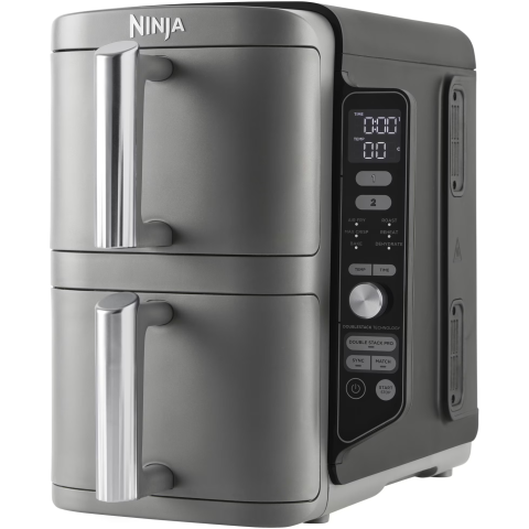 Friteuza cu aer cald Ninja Double Stack XL SL400, 9.5l, 2470W, 6 functii de gatit, 2 placi cu invelis ceramic, 2 placi grill din inox, gri [1]