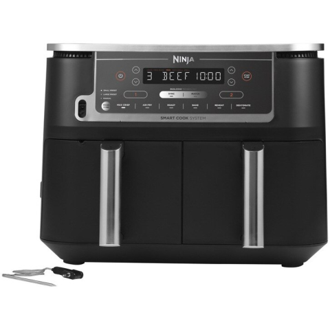 ARTICOLE DIVERSE - Friteuza cu aer cald Ninja Foodi DualZone AF451, 9.5l, 2470W, termometru digital, 6 functii de gatit, 2 placi cu invelis ceramic, negru
