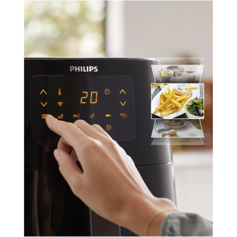 Friteuza cu aer cald Philips HD9280/90 Airfryer Essential Collection, capacitate 6.2 L, Rapid Air, Digital, Wifi, 7 presetari, Corp negru/ Maner negru [3]
