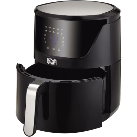 ELECTROCASNICE - RESIGILATE - Friteuza cu aer cald Star-Light DAFV-1400B4B, 1400 W, 4.5 l, 10 Programe presetate, temperatura ajustabila, vas detasabil, gratar antiaderent detasabil, Negru