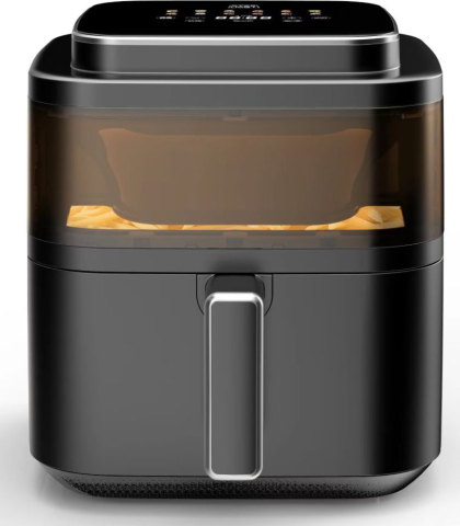 ELECTROCASNICE - RESIGILATE - Friteuza cu aer cald Star-Light DAFV-1400X6, 1400 W, 6 l, 12 Programe presetate inclusiv deshidratare, temperatura ajustabila, vas detasabil, gratar antiaderent detasabil, Negru