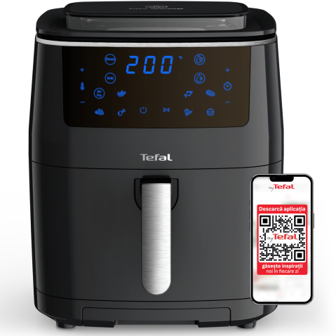 ELECTROCASNICE - RESIGILATE - Friteuza cu aer cald Tefal EasyFry Grill & Steam FW201815, 1700 W, 7 programe automate, capacitate 6.5L, tehnologie ExtraCrisp, functie gatit la abur, negru