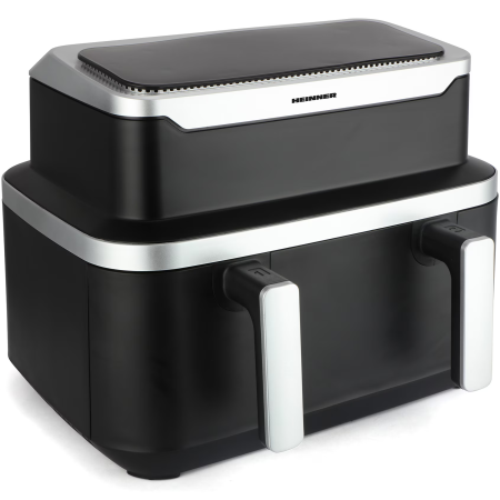 Friteuza dubla cu aer cald Heinner match&sinc HAF-DDB9BK26, 2600w, capacitate totala 9l, control digital individual, termostat reglabil 60-200 grade, negru [2]