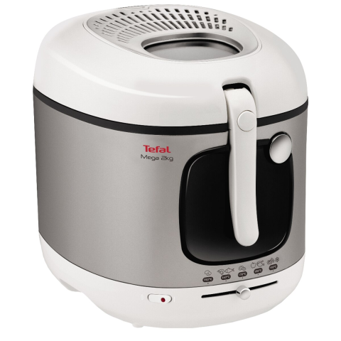 ARTICOLE DIVERSE - Friteuza Tefal Mega FR480015, XXL, 2100 W, 3.3L, temperatura ajustabila 150-190°C, filtru mirosuri neplacute, alb/gri