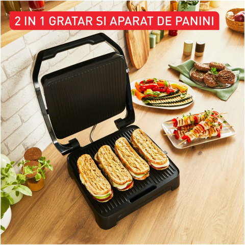 Gratar electric multifunctional Tefal Inicio Panini Maker & Grill GC271810, 2180W, pana la 6 persoane, suprafata antiaderenta de gatit 29x26 cm, depozitare verticala, depozitare cablu, tavita suc deta [1]