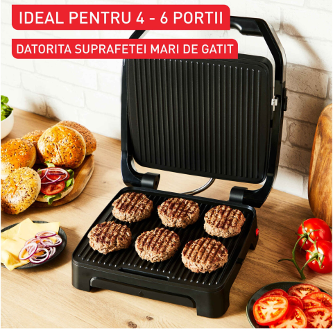Gratar electric multifunctional Tefal Inicio Panini Maker & Grill GC271810, 2180W, pana la 6 persoane, suprafata antiaderenta de gatit 29x26 cm, depozitare verticala, depozitare cablu, tavita suc deta [2]