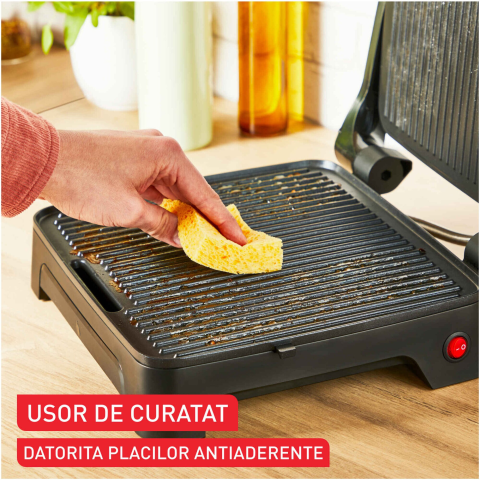 Gratar electric multifunctional Tefal Inicio Panini Maker & Grill GC271810, 2180W, pana la 6 persoane, suprafata antiaderenta de gatit 29x26 cm, depozitare verticala, depozitare cablu, tavita suc deta [3]