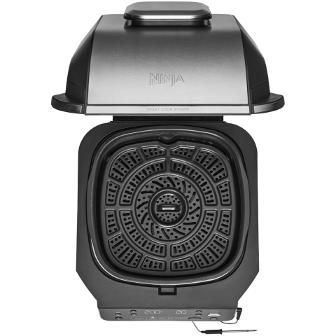 Gratar electric si airfryer Ninja Foodi AirGrill EG351EU, 1760 W, functie friteuza aer cald, 5 functii, 40°- 265°C, display digital, invelis ceramic, termometru digital, negru-argintiu [3]