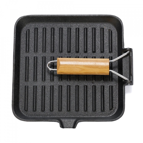 TIGAI SI VASE PENTRU GATIT - Gratar maner flexi lemn fonta 28x28cm