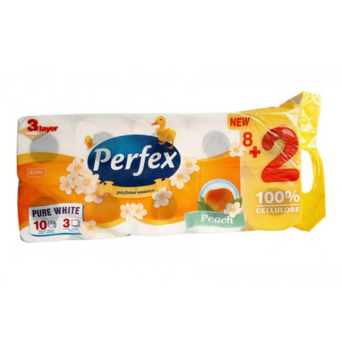 Hartie / Prosoape / Saci menajeri - Hartie Igienica Perfex 3 Straturi, Parfum de Piersica, 10 Role/Bax