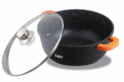 TIGAI SI VASE PENTRU GATIT - Heinner Semioală din aluminiu cu capac – Dark Line, 4.4 L, compatibilă cu inducție
