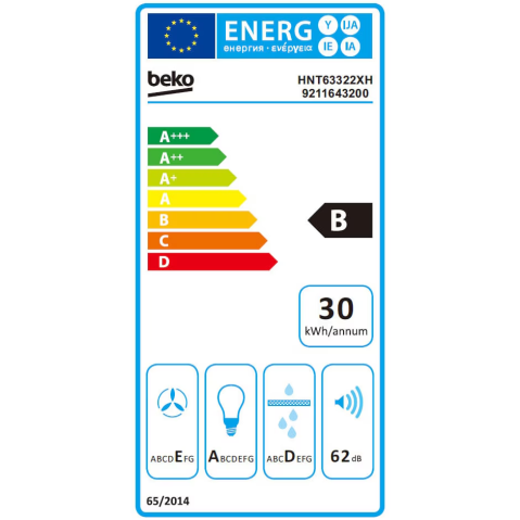 Hota incorporabila telescopica Beko HNT63322XH, 320 mc/h, Filtru metalic, 60 cm, Inox [4]